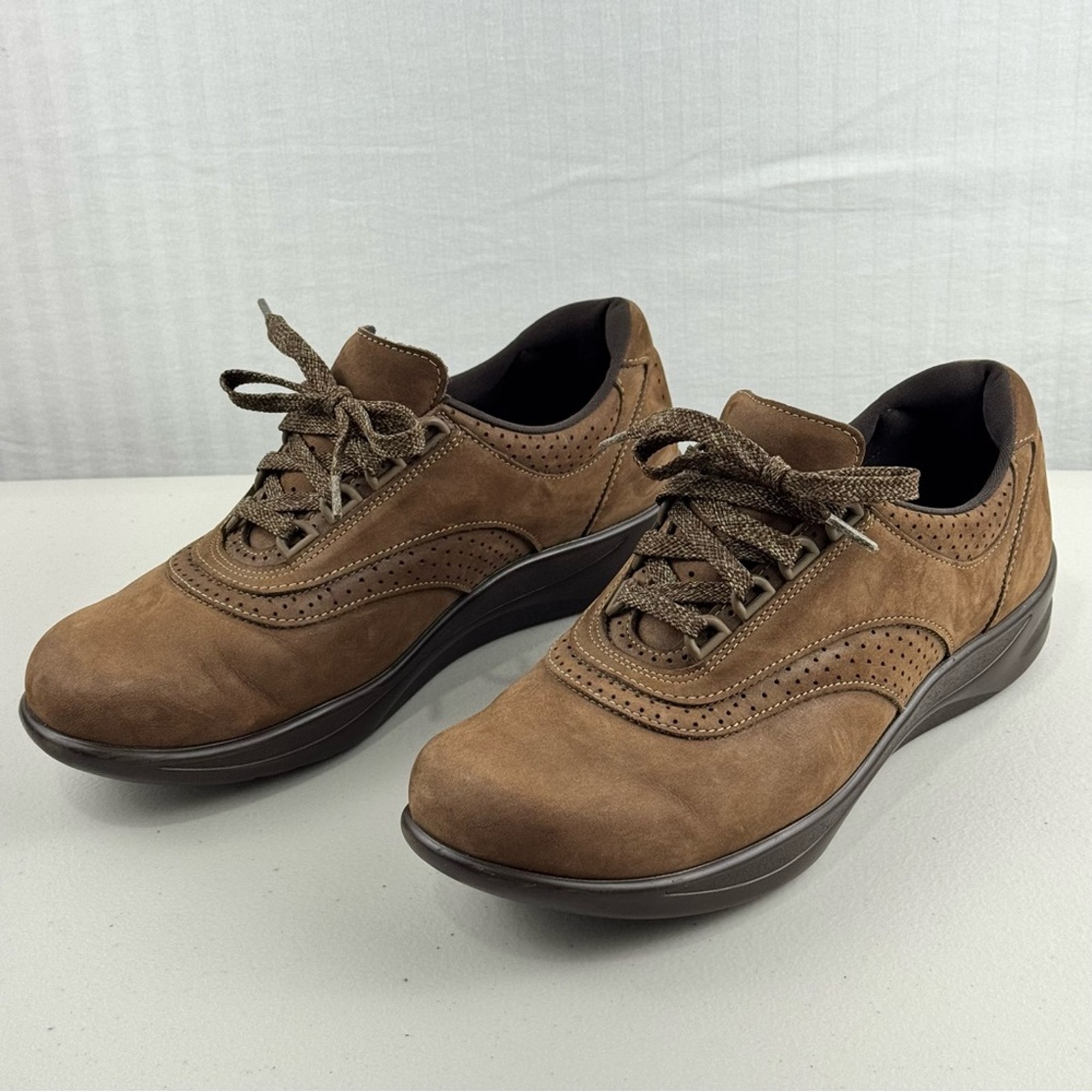 Sas Walk Easy Chocolate Brown Leather Orthotic Walking Shoes Women’s 9.5 Narrow
